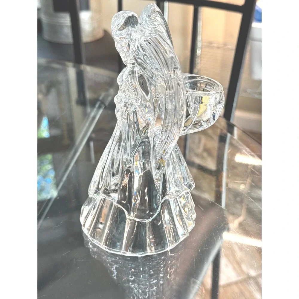 Vintage Deplomb Crystal Angel Taper Candle Holder 1990 Holiday Elegance Series